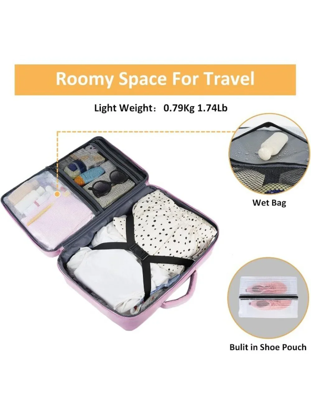 Women's Purple 15.6inch Laptop Mochila Flight Approved Daypack with Pocket